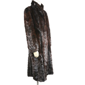 Vintage Genuine Brown Mink Fur Coat Luxury Soft Midi Classic Timeless Size S